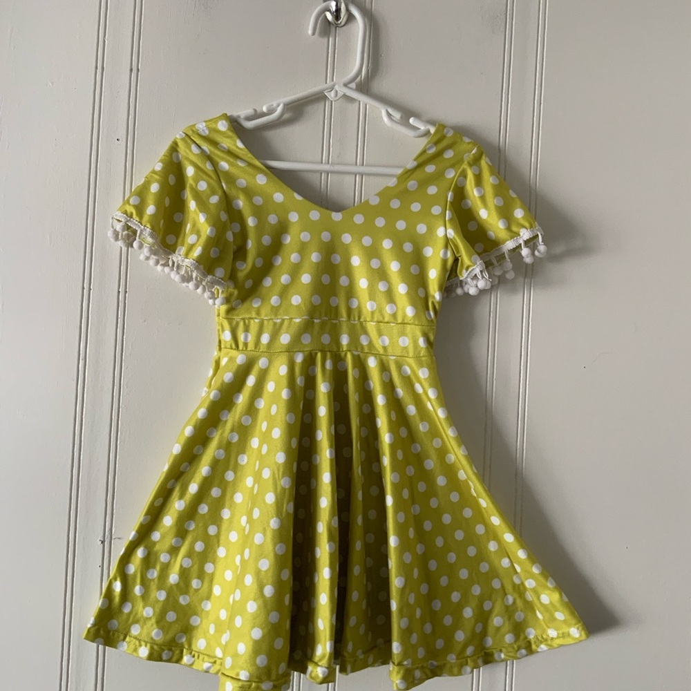 Charming Yellow Polka Dot Girls Dress